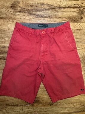 O’Neill Red Chino Shorts Mens Size 30 Casual Summer Flat Front pockets